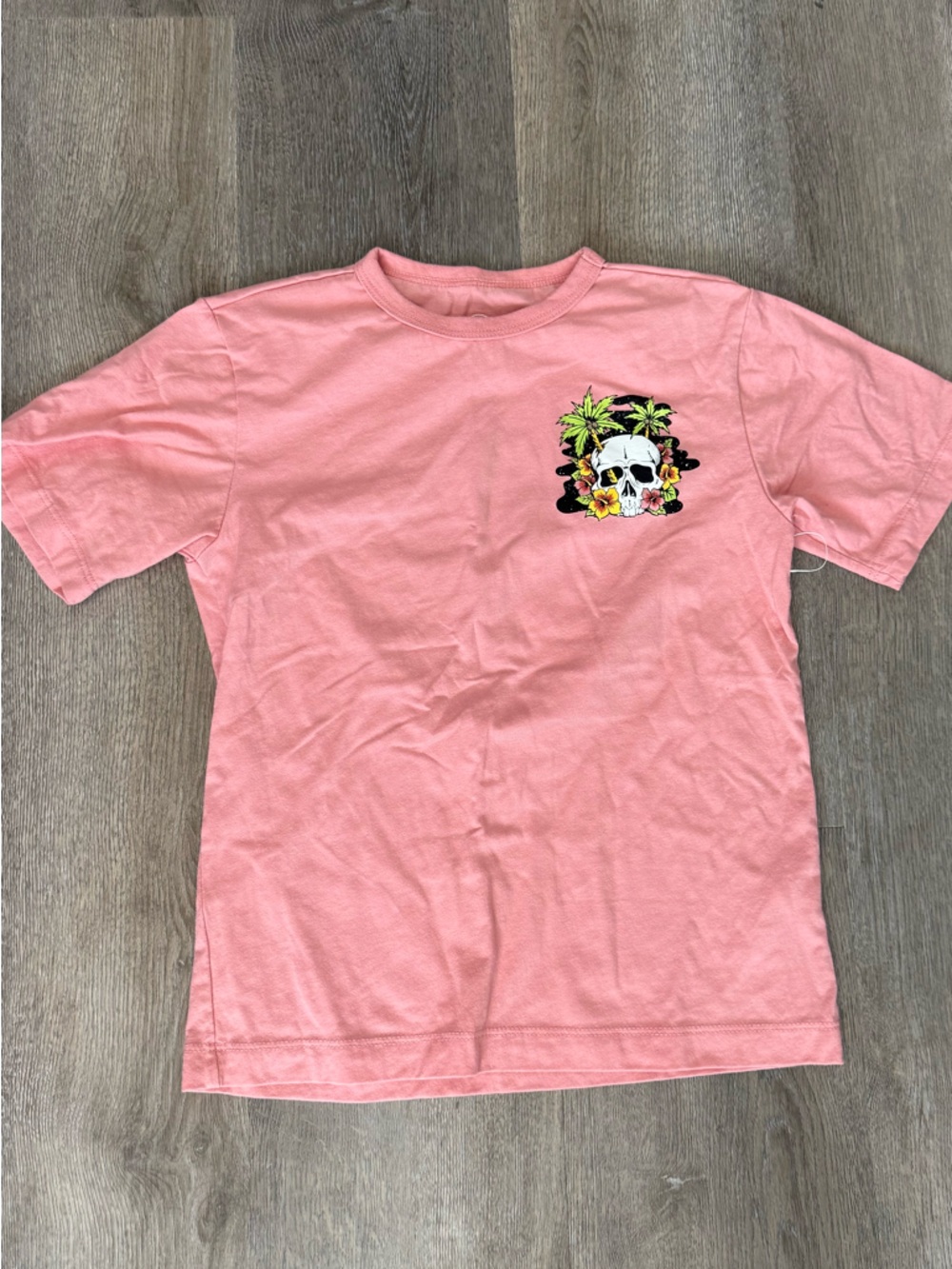 Kids Pink Graphic Skull & Palm Tree Tee